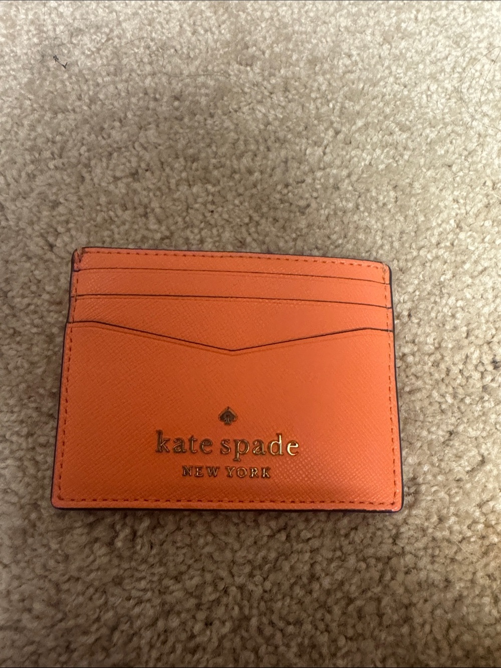 kate spade pink Leather Card Case with Gold Logo